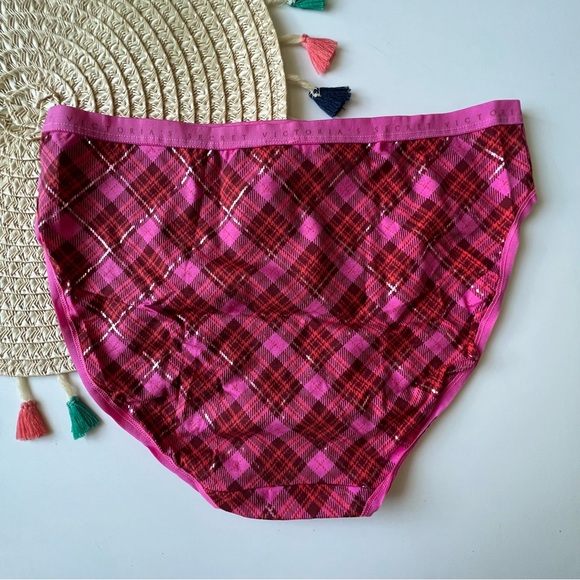 Victoria's Secret Stretch Cotton High-Leg Brief Panty Summer Pink Plaid M NEW - Picture 5 of 5